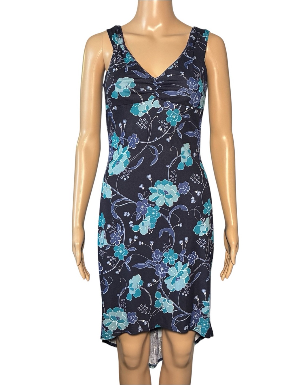 Vintage Rampage Dress Women's S Blue Floral HiLow Sleeveless Sweetheart Pullover